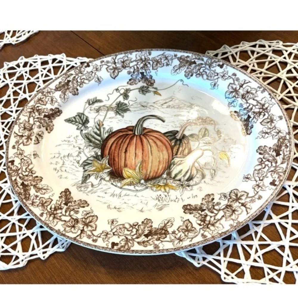 Williams Sonoma Plymouth Pumpkin Large Oval Serving Platter Fall, Holiday